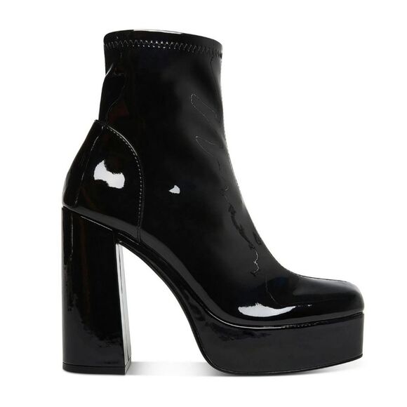 Steve Madden Womens Bianca Patent Platform Ankle Boots Shoes Black NIB - Picture 1 of 3